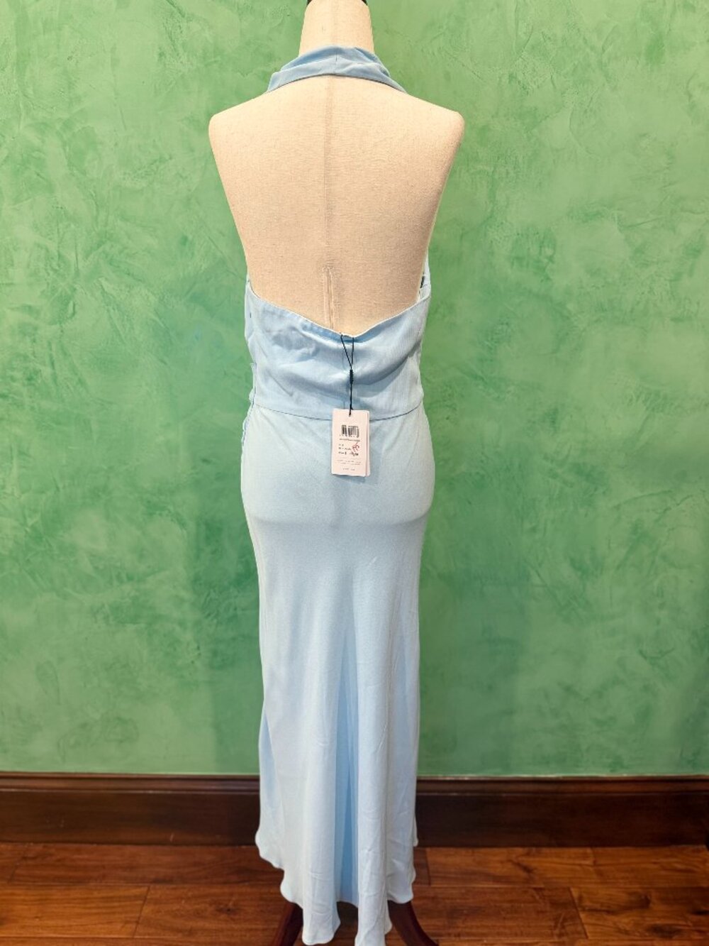NWT Reiss Amber Light Blue Halter Maxi Dress UK 8 US 4 Open Back - Picture 3 of 5
